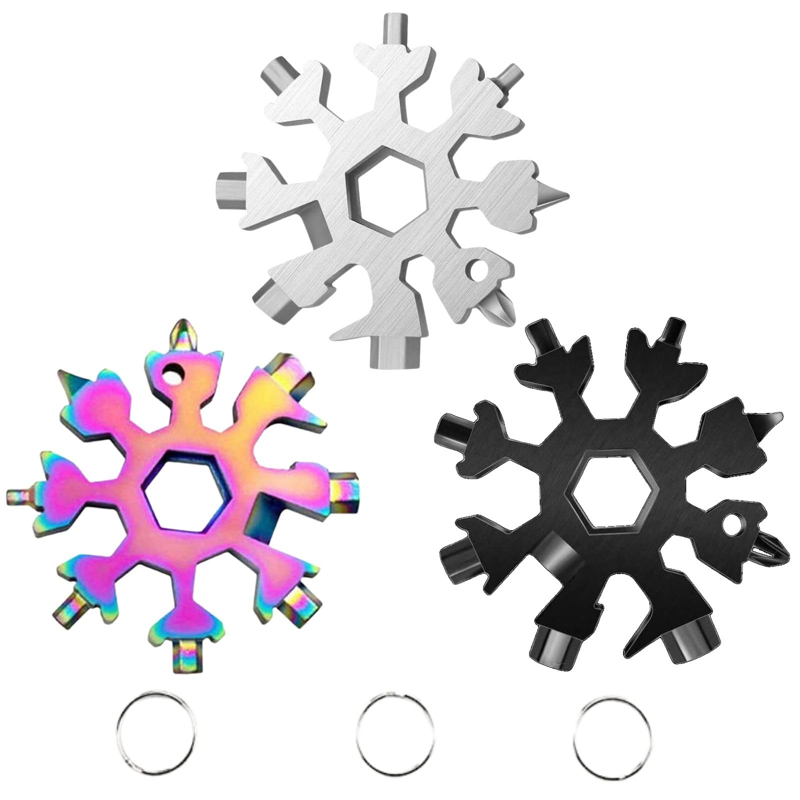 Generic 3 Pack Snowflake 18-in-1 Multi Tool, Stainless Steel Snowflake Bottle Opener/Wrench, Durable and Portable to Take