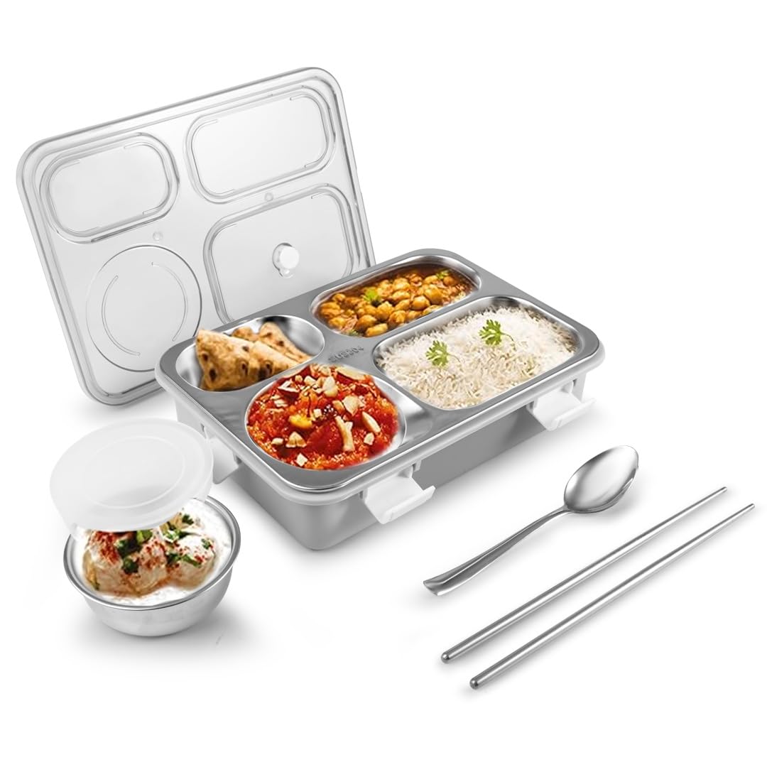 ATTRO Bento Lunch Box - Stainless Steel, 4 Compartments -1