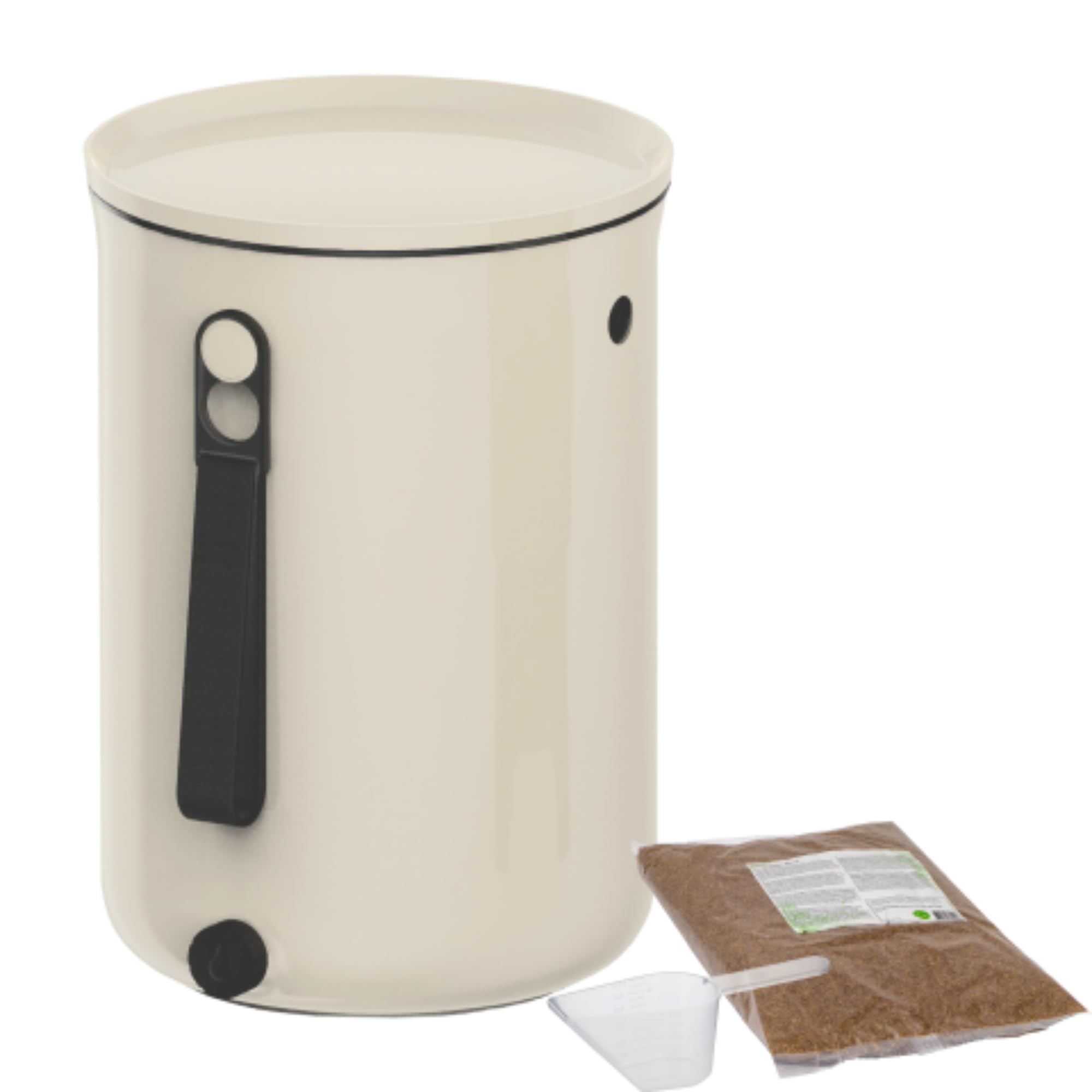Natursache I Bokashi Eimer - Nachhaltige Abfallverwertung in der Küche - mit Bokashi Ferment und effektiven Mikroorganismen - Geruchlos & Umweltfreundlich! (Cream)