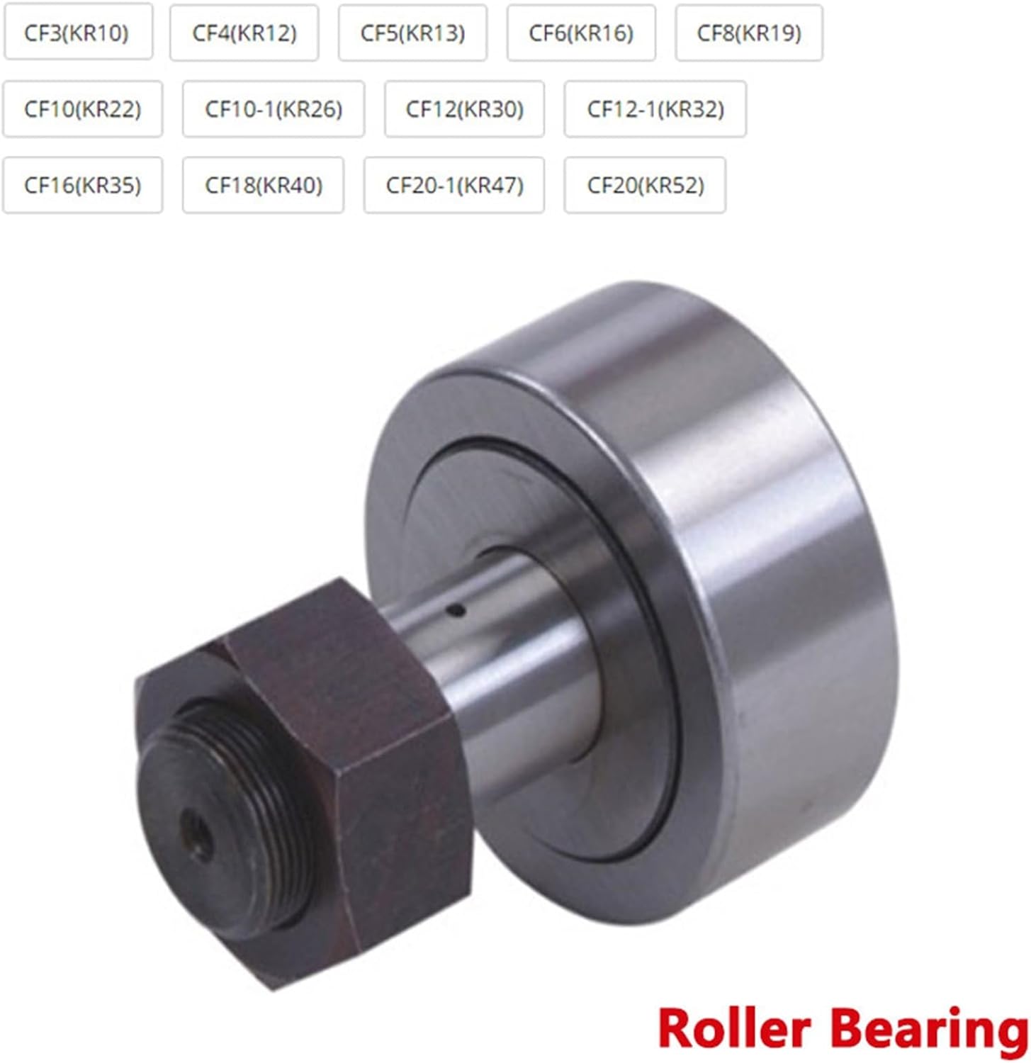 1pc CF3/4/5/6/8/10/12/16/18/20(KR10/12/13/16/19/22/26/30/32/35/47/52) Cam Follower Needle Roller Bearing Wheel and Pin Bearing(CF4(KR12))