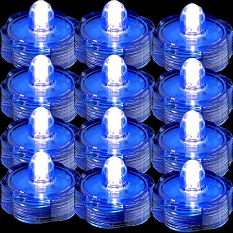TDLTEK Waterproof Submersible Led Lights Tea Lights for Wedding, Party, Decoration (12 Pieces Blue) Cover
