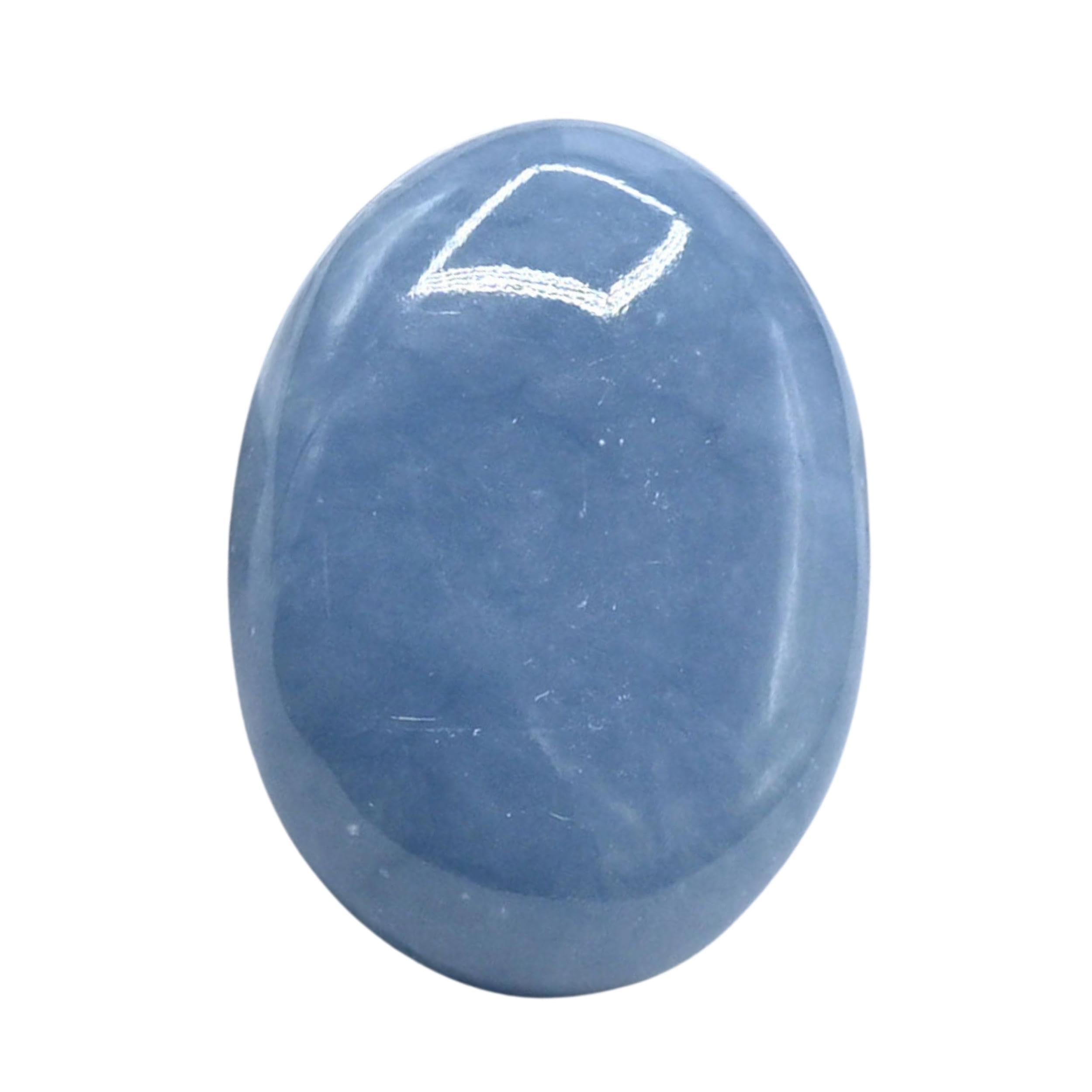 Amazing Gemstone Angelite Crystals and Healing Stones - Large Palm Stone Crystals Piedra - Crystal for Good Luck, Balanced Positive Energy, Meditation - Unique Stocking Stuffers, Gifts for Women