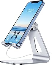 Gritin Phone Stand, Adjustable Phone Holder Cradle Dock - Full Aluminum Desktop Holder Stand for iPhone15, 14, 14 Plus, 13, 13 Pro Max, 12 Mini, XR X 7 6 Plus, Galaxy