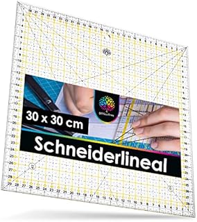 OfficeTree Patchwork Quilting Ruler - Quilting Ruler Made of Acryl - Patchwork Ruler for Sewing with Exact Measuring and Piece Cutting - Template Transparent