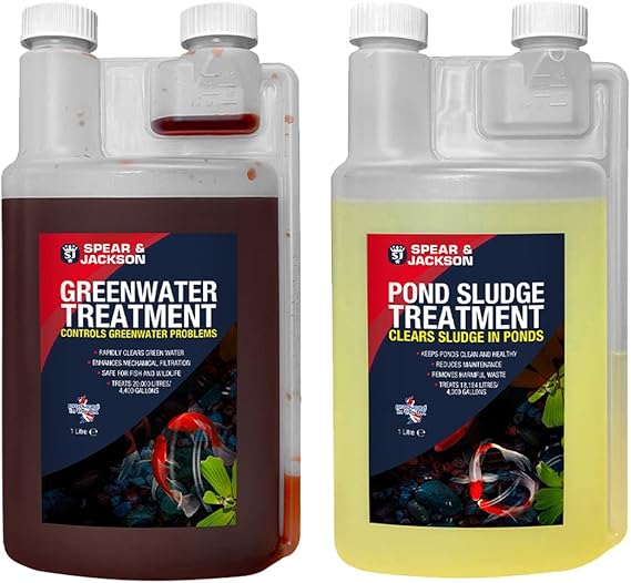Image Spear and Jackson Greenwater Treatment 1L & Pond Sludge Treatment 1L - Keeps Ponds Clean & Healthy - Reduces Maintenance Removes Harmful Waste Image Spear and Jackson Greenwater Treatment 1L & Pond Sludge Treatment 1L - Keeps Ponds Clean & Healthy - Reduces Maintenance Removes Harmful Waste