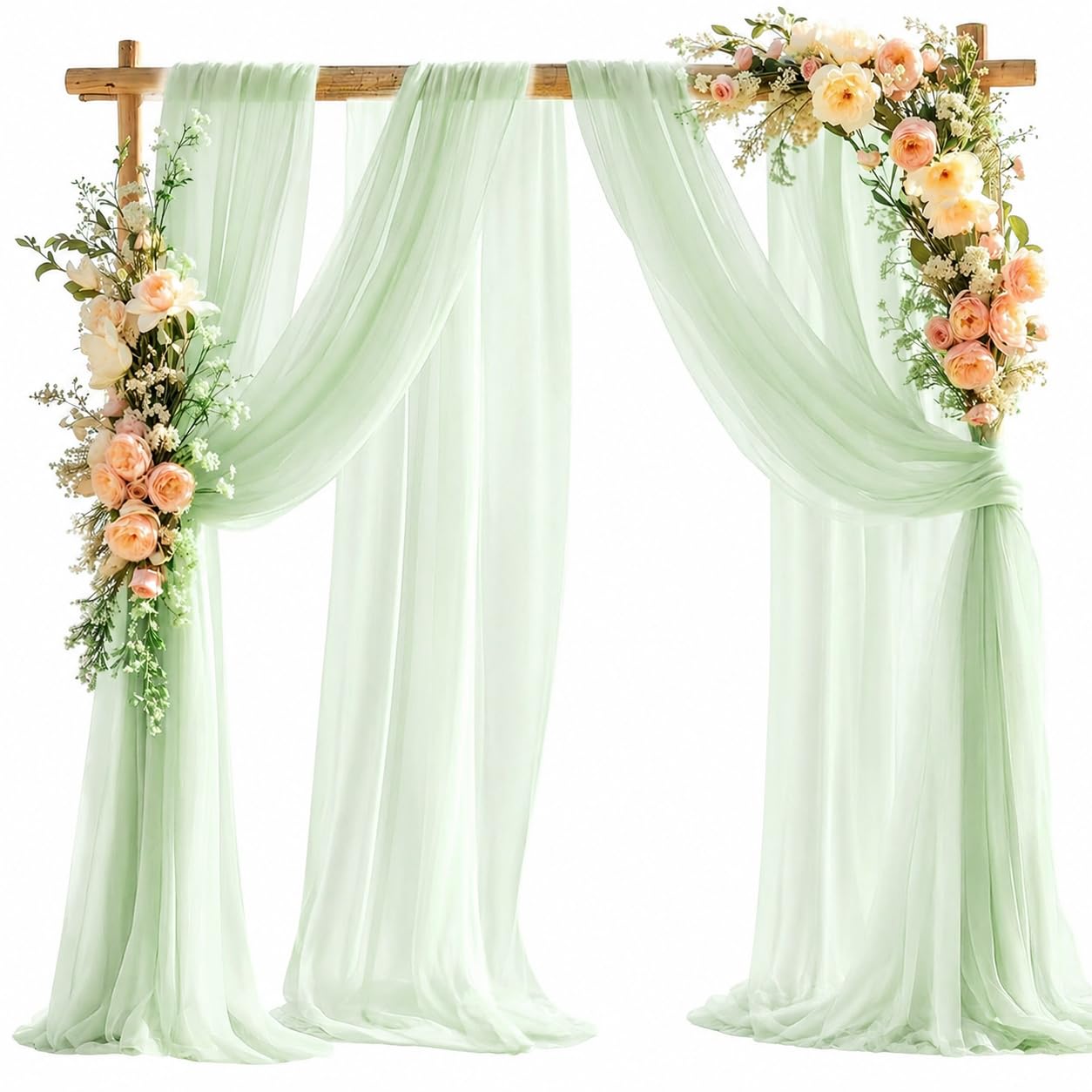 Green Chiffon Wedding Arch Draping Fabric Sheer Voile Backdrop Curtains for Ceremony Arbor Stage Ceiling Decorations