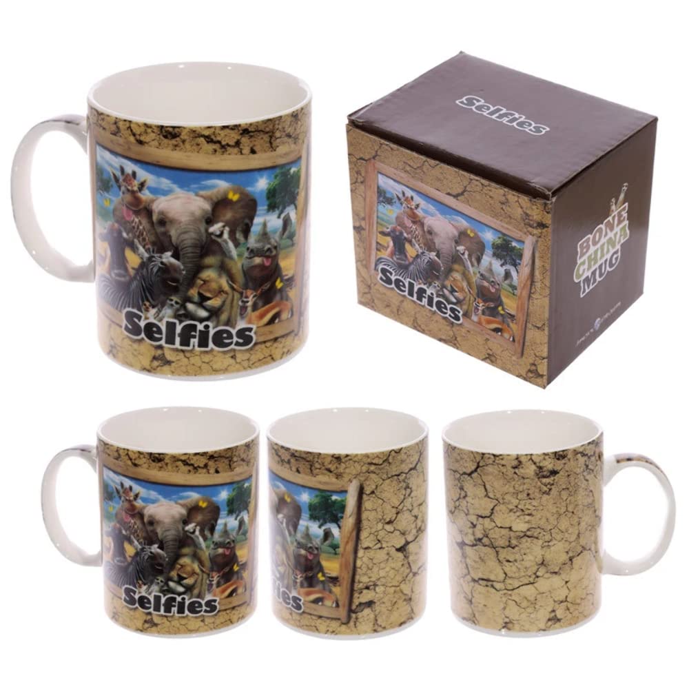Puckator Beige/Blue/Black/Grey Mug230 Mug With African Animals Design Porcelain