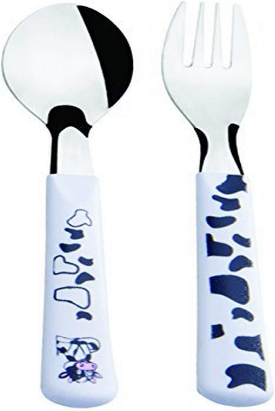 Simonaggio 2 Piece Toddlers Fun Animals Flatware Set, Cow