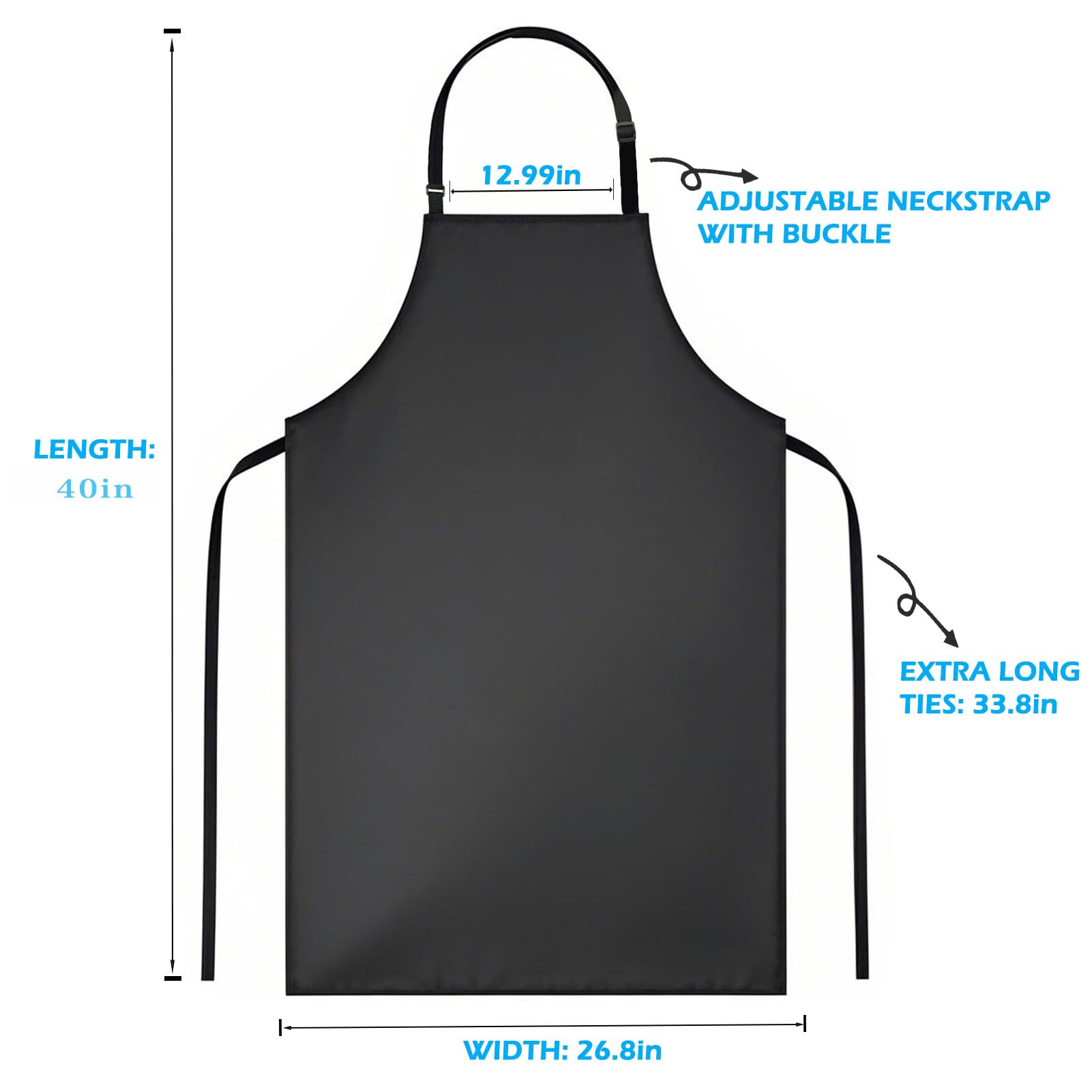 Lot de 2 tabliers de cuisine imperméables en caoutchouc vinyle de 93 cm pour lave-vaisselle, laboratoire, boucher, cuisine, tablier de chef noir, pour homme/femme, tablier de chef robuste