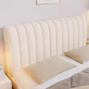 Stretch Headboard Covers for Queen King Size Bed Headboard Slipcover, Thicken Dustproof Protector Cover for Bedroom Decor Ivory, 63 in