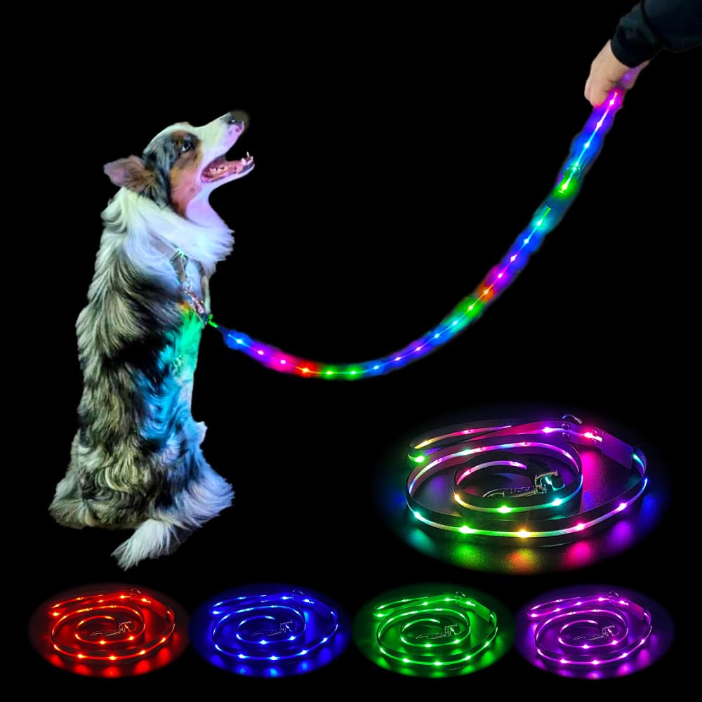 Amazon | 光る レインボーリード 犬 ドッグ 光るリード LED ライト