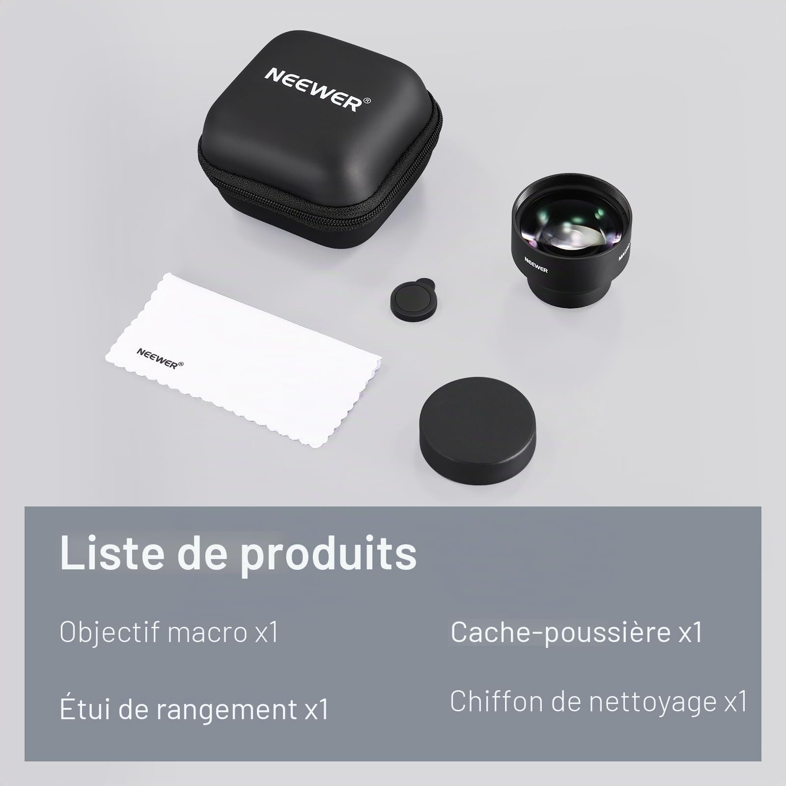 NEEWER Objectif Macro HD 105 mm Uniquement pour Plaque arrière à Filetage de 17 mm, Compatible avec SmallRig Neewer iPhone Samsung avec Adaptateur d'objectif 17 mm, Filetage Avant 46 mm, LS-26