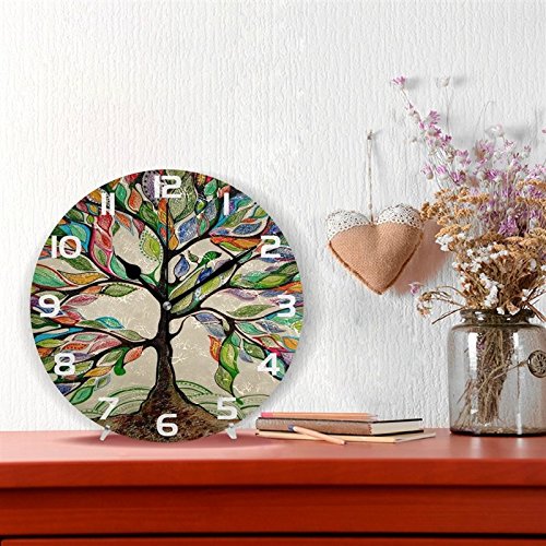 Alaza Vintage Tree Of Life Round Wall Clock, Silent Non Ticking Oil Painting Home Office School Decorative Clock Art #TOP3