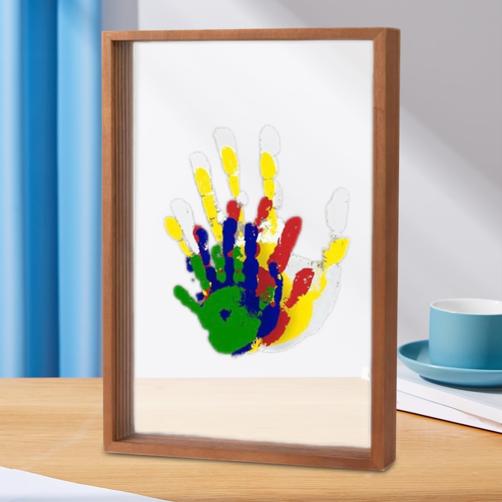 Handprint Kit cornice trasparente da appendere | Kit per la famiglia con stampa a mano per doccia, genitori, compleanno, Natale, adozione anniversari