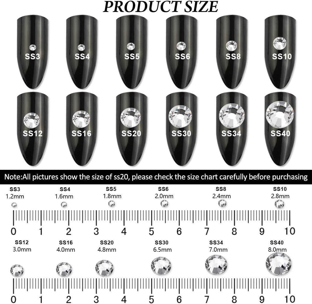 Clear Hotfix Rhinestones for Crafts - Flatback Glass Round Crystals Gems for Clothes, Shoes, Bag DIY Decoration (SS10/2.8MM/1440pcs) - Image 5