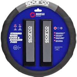 Protector De Volante De Carro Sparco SPC1111KGR Almohadillas y Funda de Volante, Negro/Gris