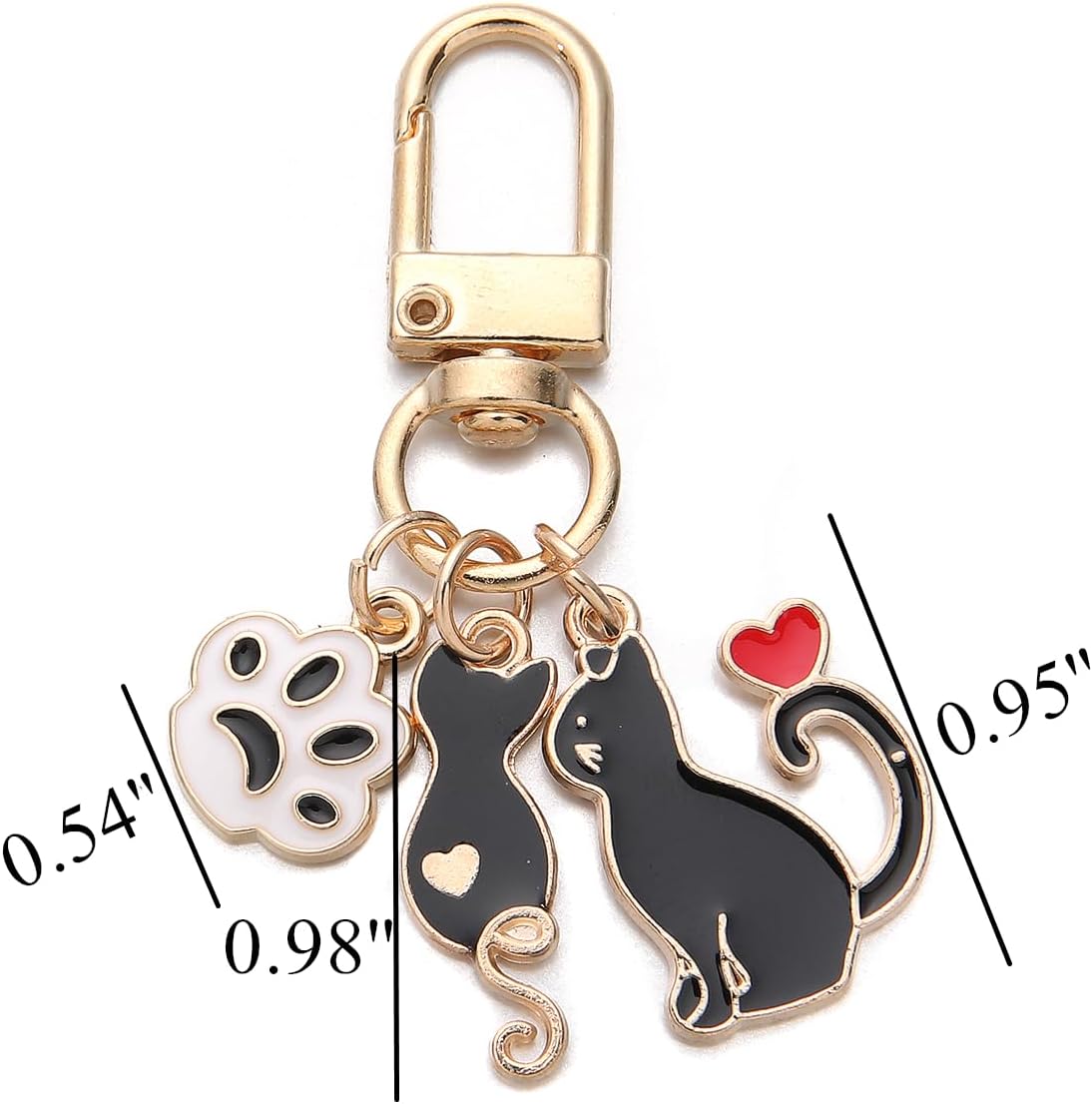 PHAETON 10PCS Cute Cat Charm Keychain Kitty Keychain Gift Cat Themed Decorations Kitty Keyring Accessories for Backpack Bag - Image 2