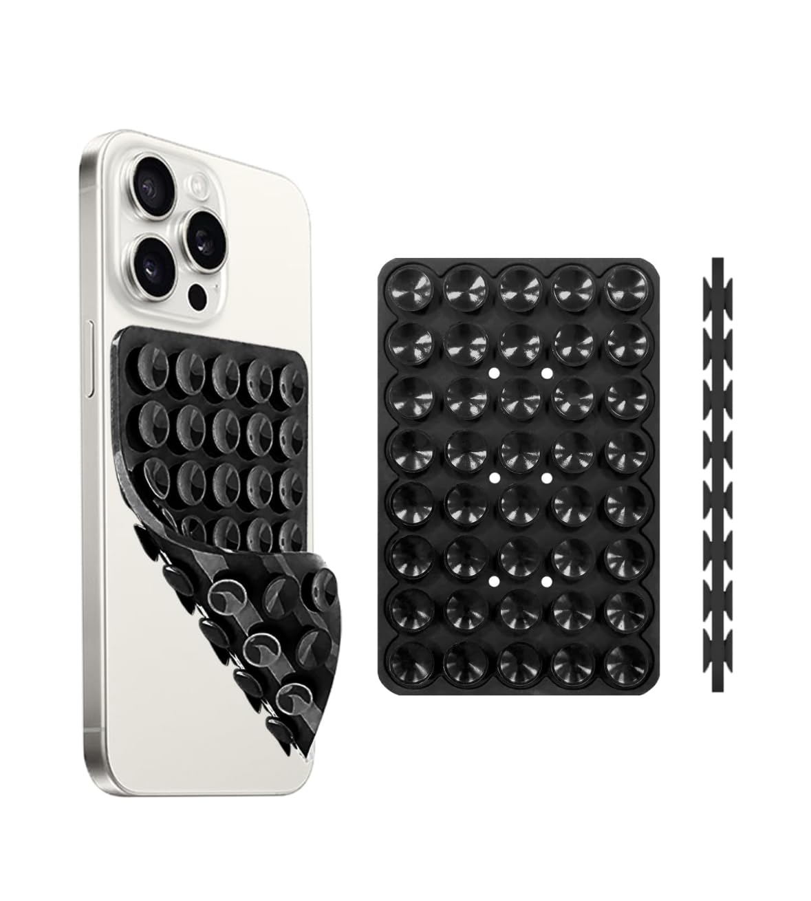 silicone suction cup phone case mount double sided, phone accessories hands-free strong grip holder for selfies and videos, silicon phone stand for iphone and android (black)