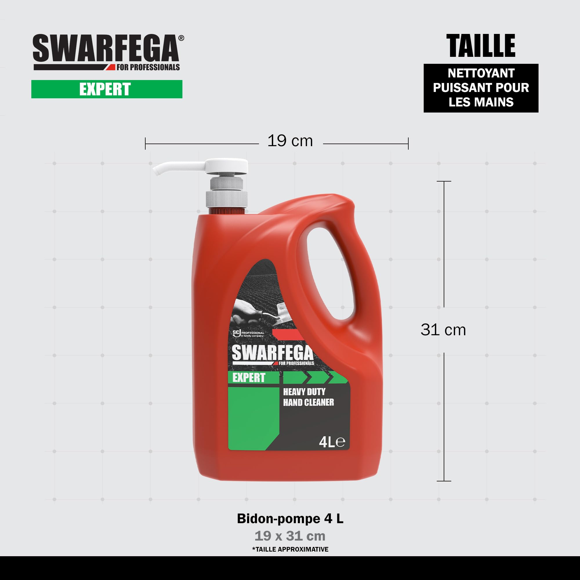 Swarfega Expert Nettoyant Mains Industriel – Élimine Huiles, Graisses et Salissures – Nettoyage en Profondeur – Formule Respectueuse de La Peau – Bidon 4 Litres – Réservé Usage Professionnel