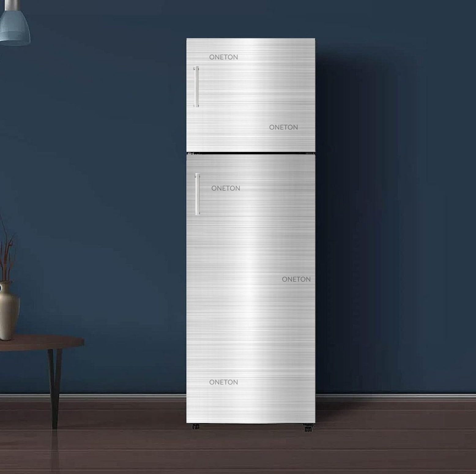 ONETON Marble Sticker Fridge Sticker Self Adhesive Vinyl Sticker Marble Removable Refrigerator Wrap Decorative Sticker (Silver Brush, 24x80 Inch)