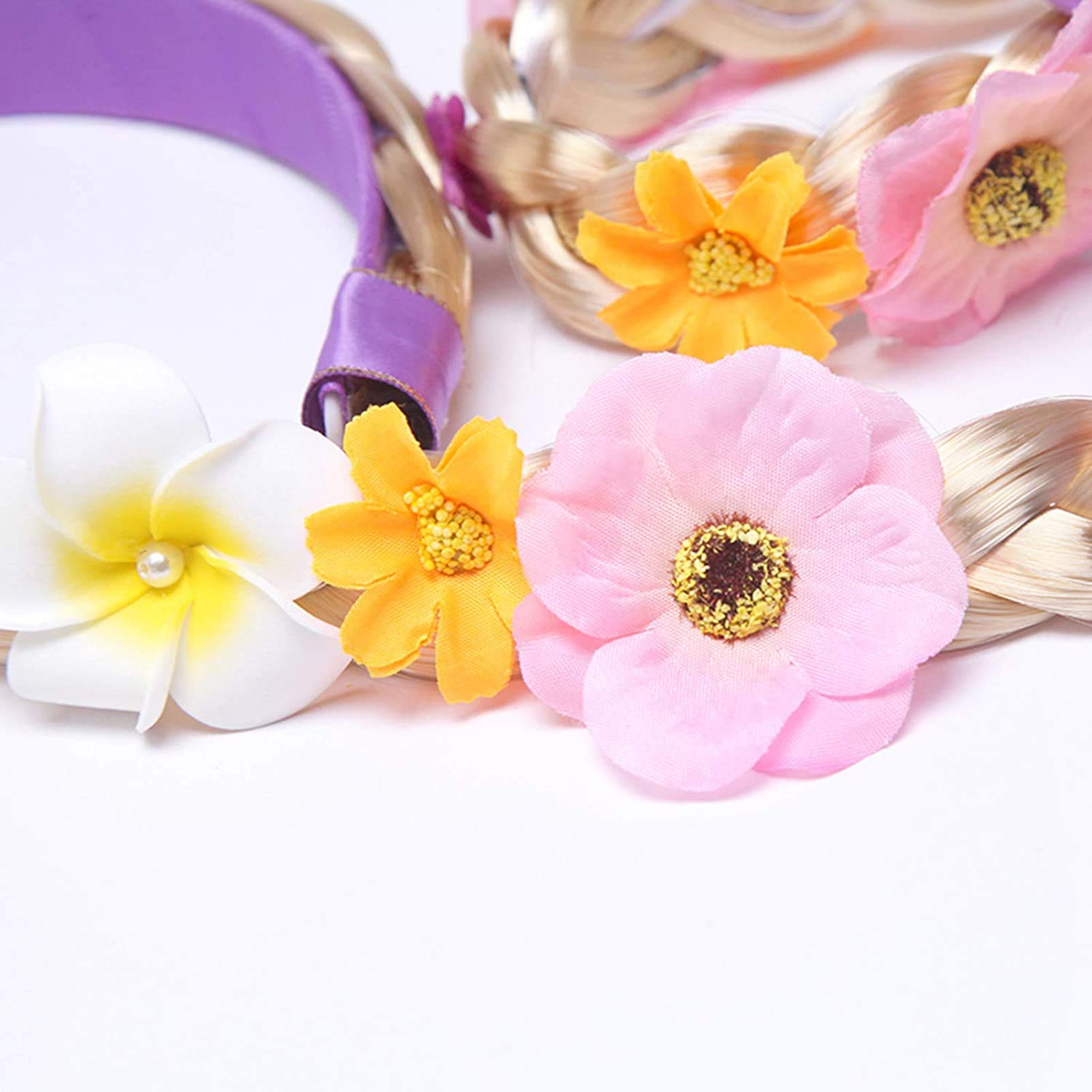 FancyDressWale Long Hair Princess Hairpiece Long 29" Cosplay Braided Wigs for Girls Princess Dress Up Accessories (Purple Yellow Crown) - Image 4 thumbnail