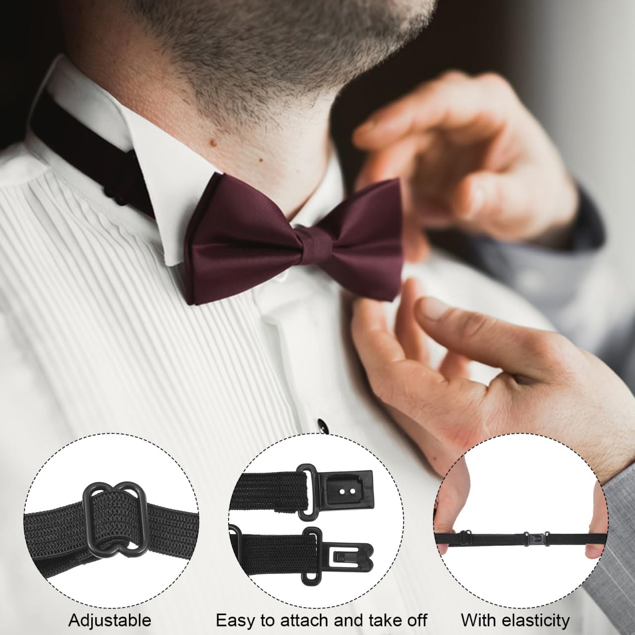 VALICLUD 50 PièCes Sangles De NœUd Cravate RéGlables Bande D'Extension Ajustable Pour Homme Accessoire Durable Pour Cravates D'Arc Confortables Et ÉLéGantes