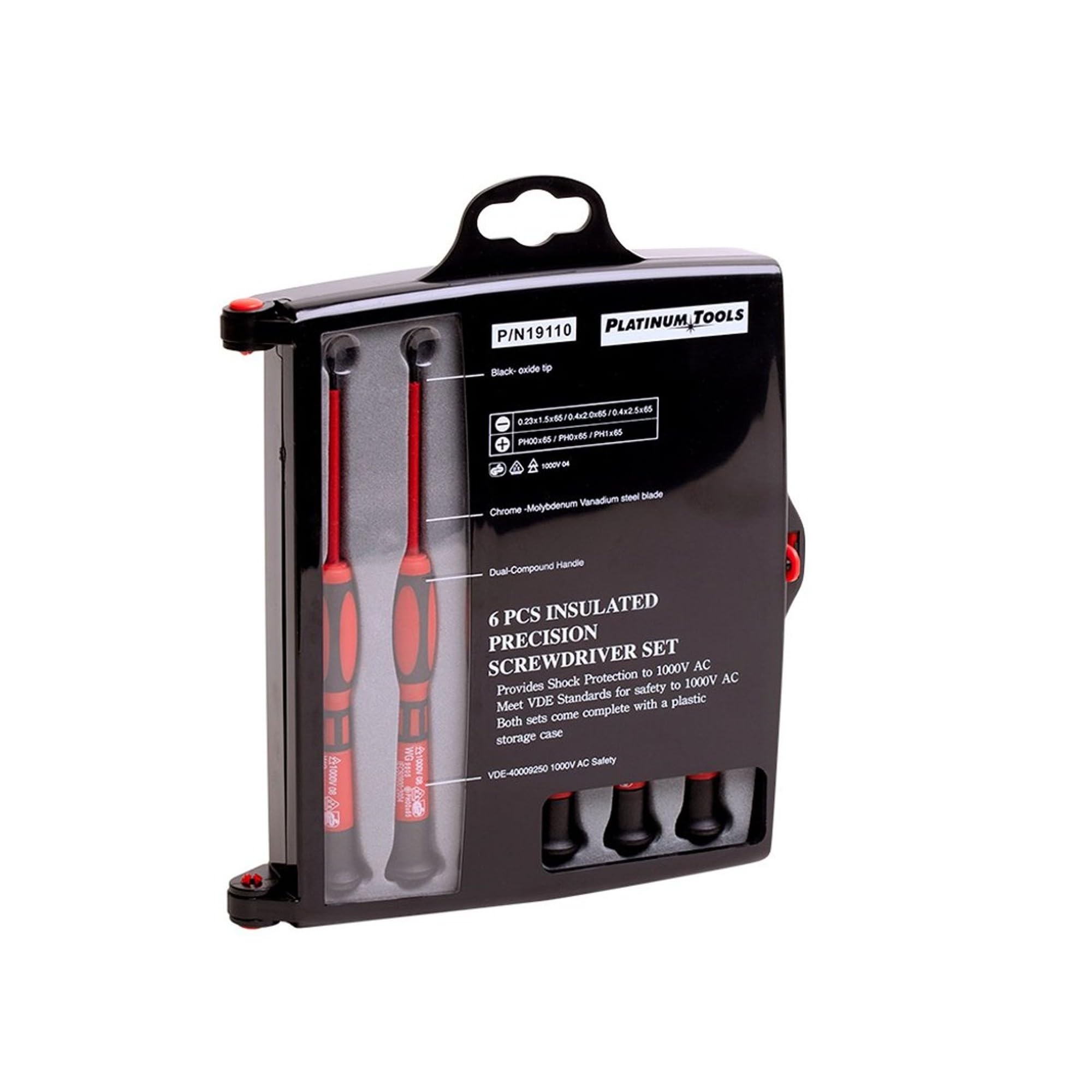 Herramientas platino 19110 1 Kv aislada juego de destornilladores de precisión, 6 pc. (Pack de 6)