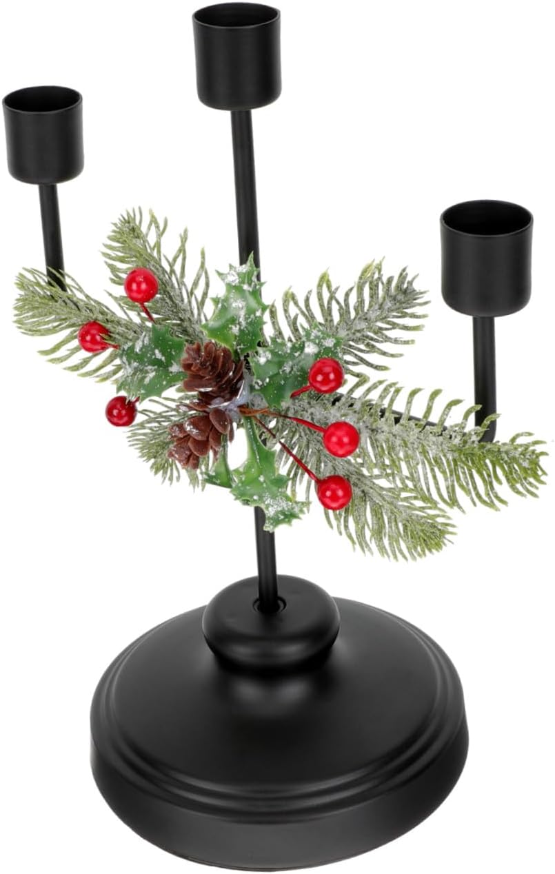 Christmas Candle Holder Stand Iron Xmas Candelabra for Table Centerpiece Rustic Candle Holder for Holiday Decor for Weddings and Festive Gatherings