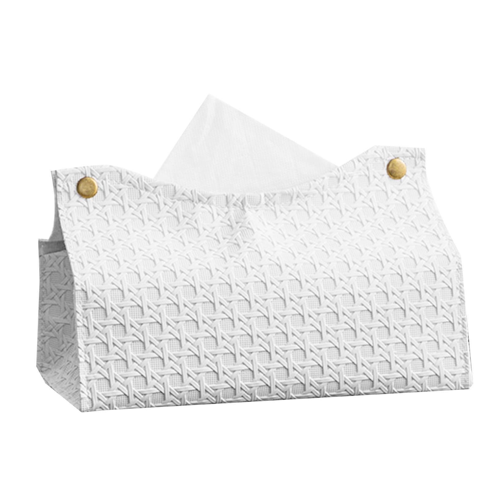 Tissue Box Household Living-Room Table PU Rattan-Leather Tissue Holder Kitchen Desktop Napkin-Holder Storage Box Gold Cover Rectangle