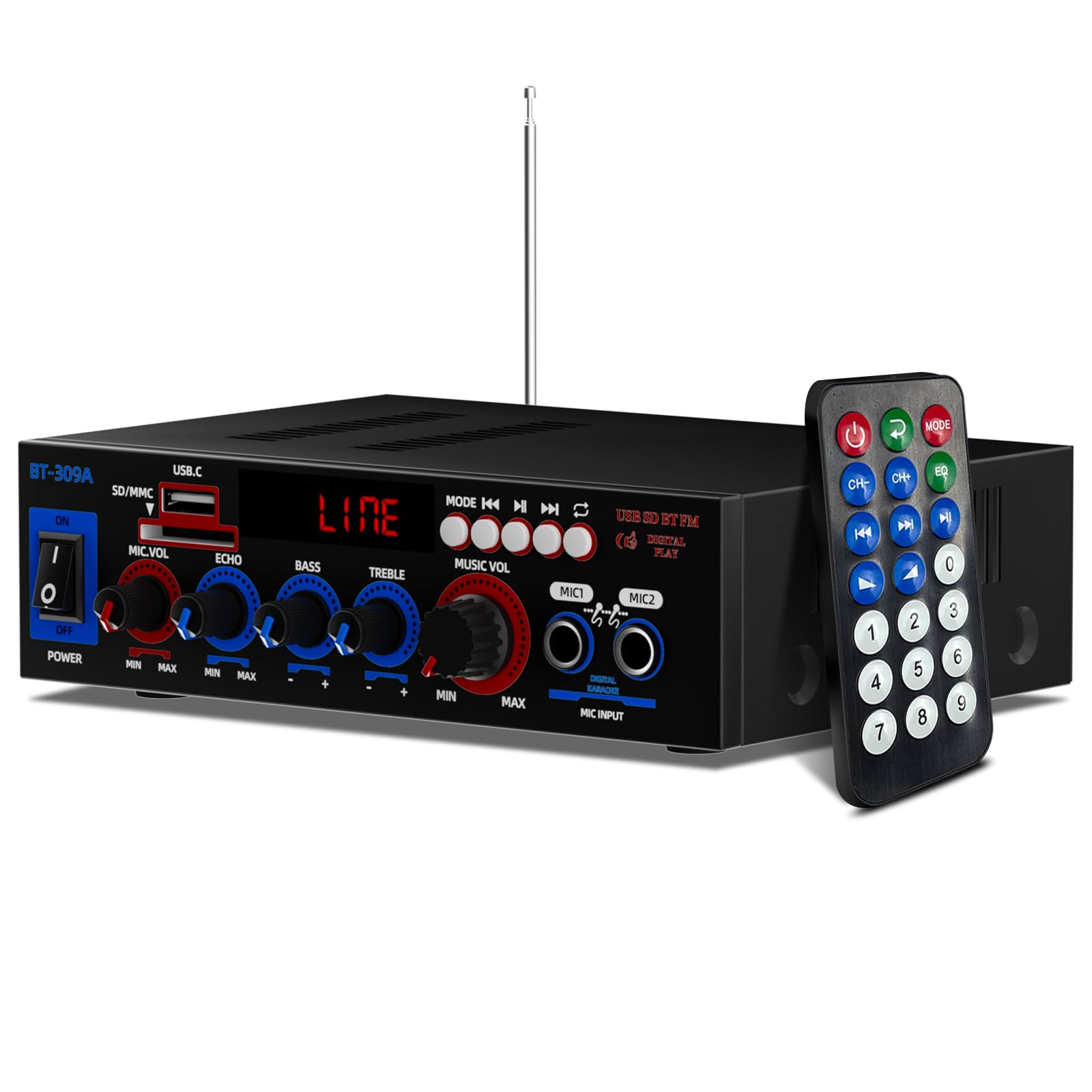 Amplificatore Digitale Stereo Bluetooth 5 Per Auto – 2 Canali 25W, HiFi Con USB/TF E Telecomando