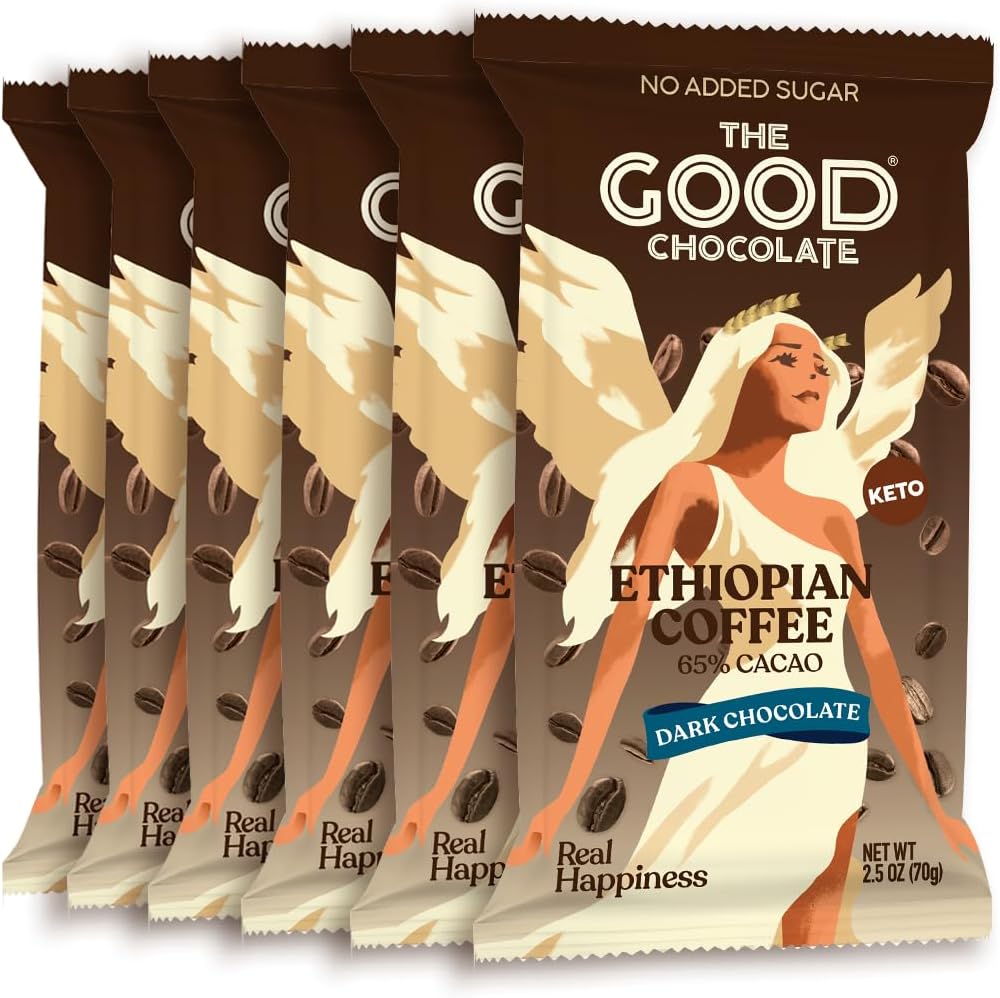 Coffee Dark Chocolate Bars with Zero Sugar & Lower Net Carbs – Keto Chocolate Bar with Lower Calories, All Natural and Non-GMO Keto Snacks, 2.5 oz (6 Bars Value Pack)