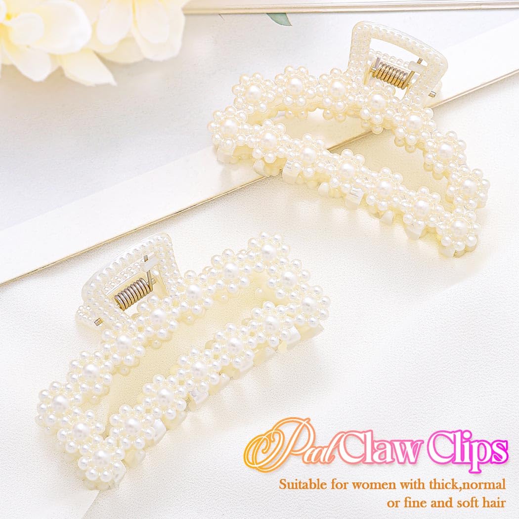 Reaky Pearl Ladies Medium Pearl Hair Claw Clip image 2