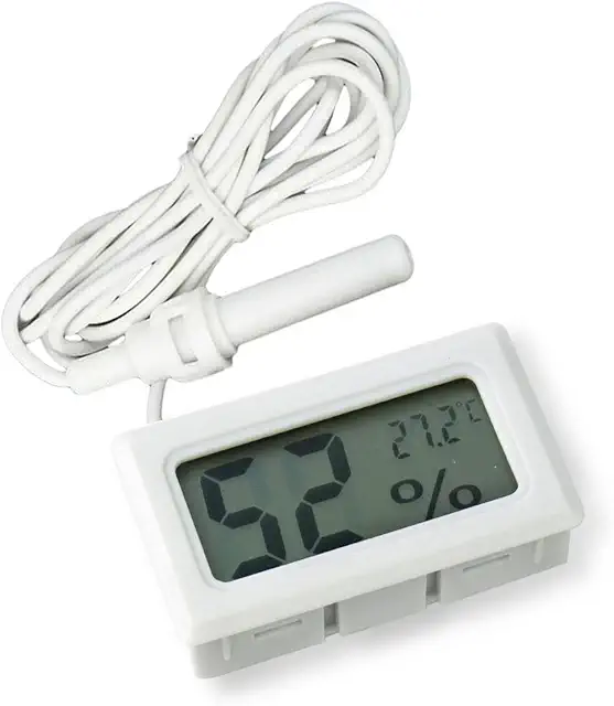 ARCELI Digitales LCD Thermometer Hygrometer 2-in-1 für Terrarium mit externer Sonde - Weiß