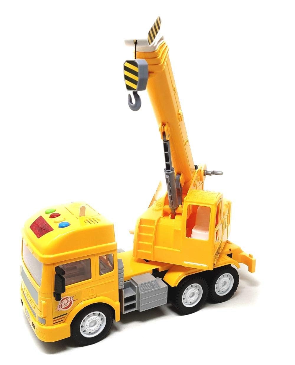 SHIPEASE Friction Powered Construction Crane Trucks Toy for 3+ Years Old Kids Boys Girls Pull Back Vehicles 360 Degree Rotating Lifting Crane Toy with Light Music (Multicolor) 4