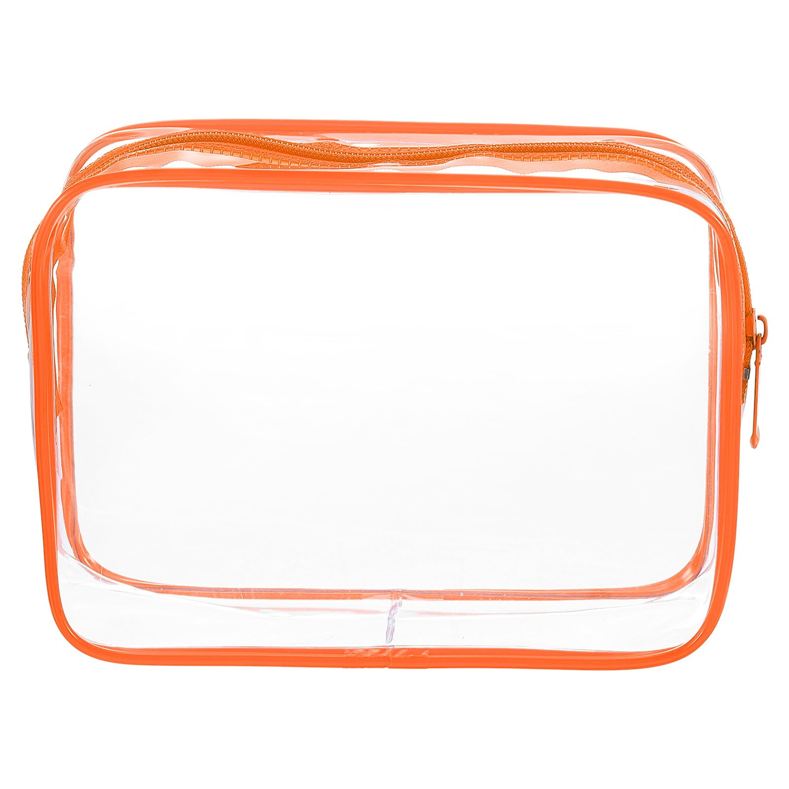 HARFINGTON Clear Toiletry Bag Quart Size TSA Approved PVC Makeup Cosmetic Bag for Women Travel Transparent Organizer Airport Airline Compliant, Orange