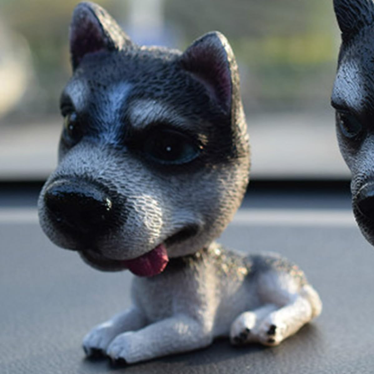 Grey Sitting Bobble Head Dog Figurine for Car Dashboard Decor image 5