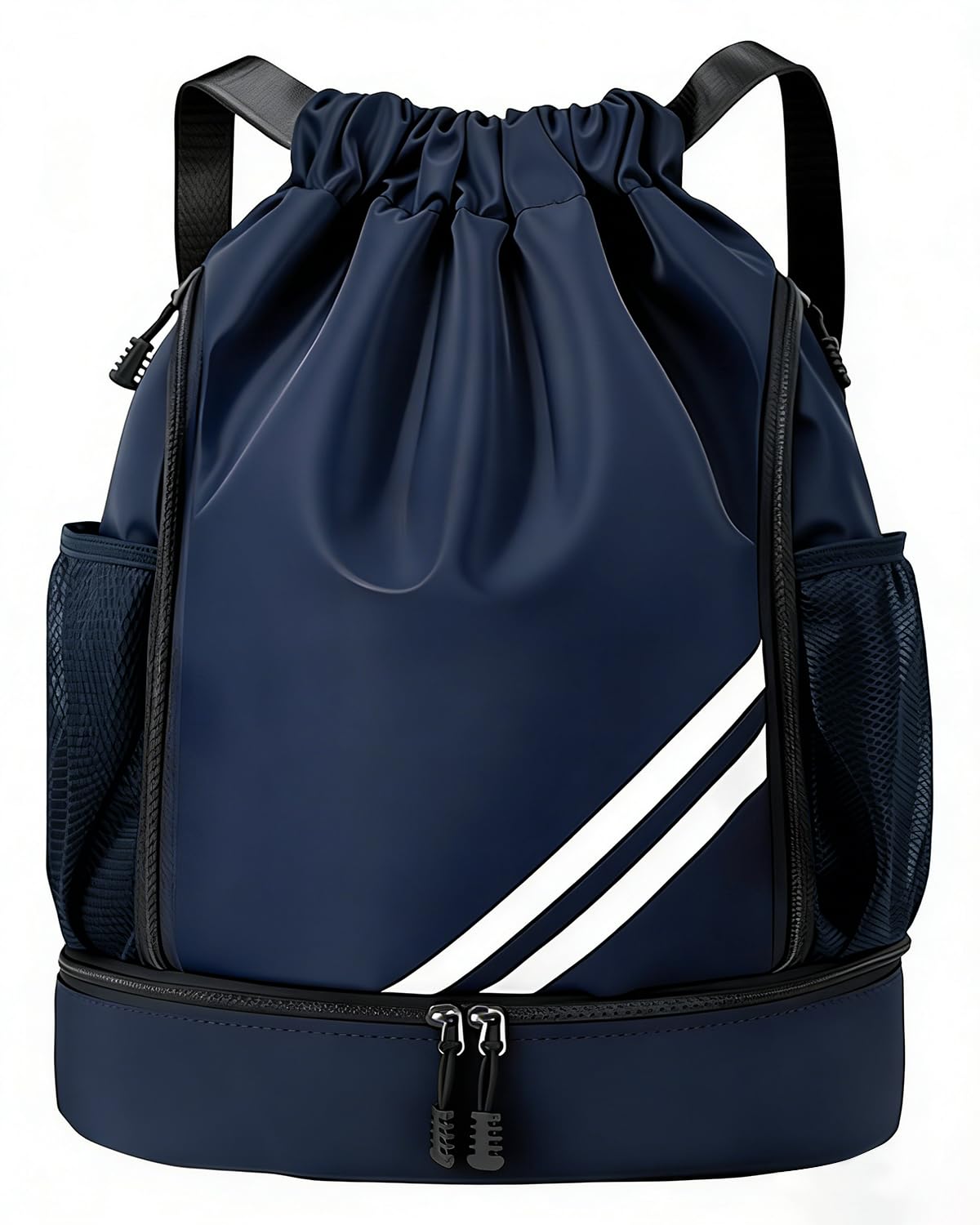 Bleu Marine Sac a Dos de Sport étanche Pliable, Sac de Sport Homme Femme et Enfants, Avec Compartiment à Chaussures Séparé, Poche Principale et Intérieure, Sacs de Gym Pour Voyage Gym Plage Piscine