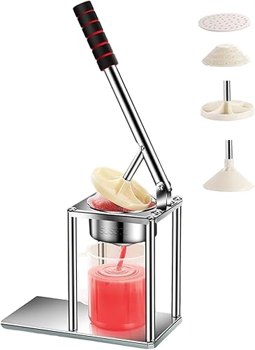 Exprimidor manual, exprimidor manual, prensa manual de acero inoxidable 304, extractor de jugos eficiente con taza medidora de 10.1 fl oz para