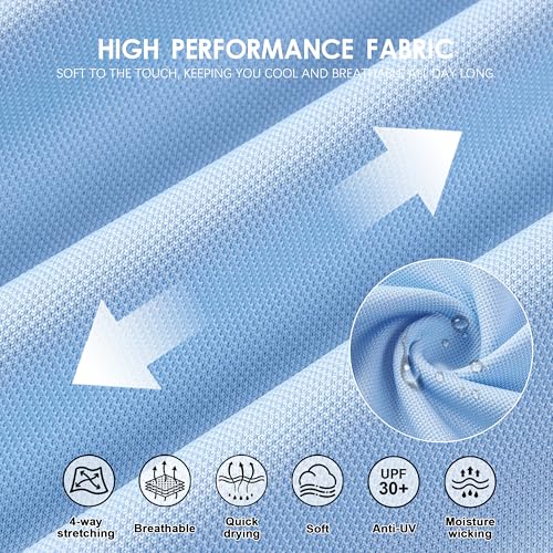 Image of Mens Golf Shirt Long Sleeve Moisture Wicking Dry Fit Performance Solid Pique Collared Golf Polo Shirts for Men