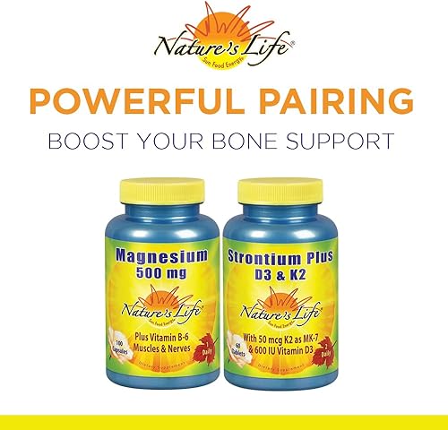 Miniatura 5 de Nature's Life Strontium Plus Vitaminas D3 y K2  Fórmula biodisponible puede ayudar a apoyar la densidad ósea saludable y la salud de las