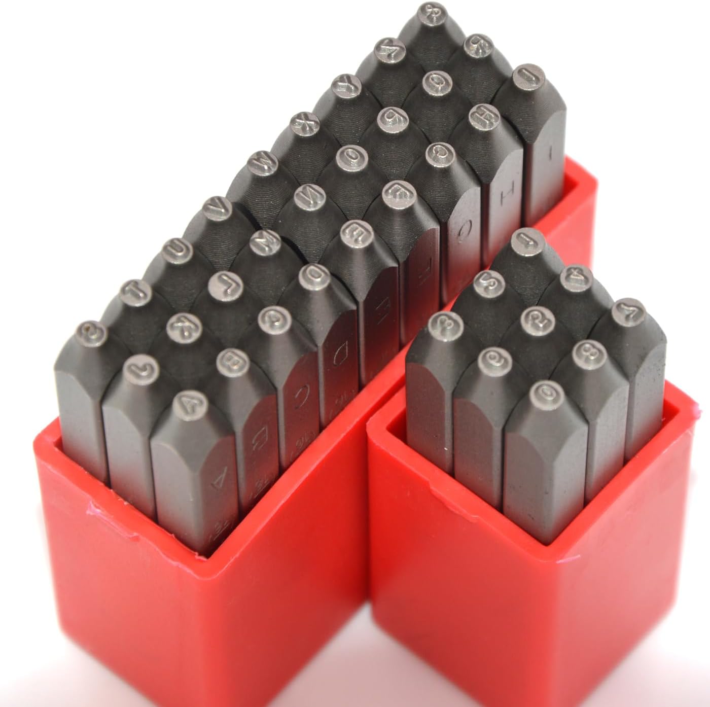 36pcs Heavy Duty Steel Stamp Uppercase Letters and Number 1/16 1.5mm Hand Stamping Character Mark Code Alphabet Punch Kit for Bracelet Ring Jewelry Sheet Metal Plate Making Mold Die