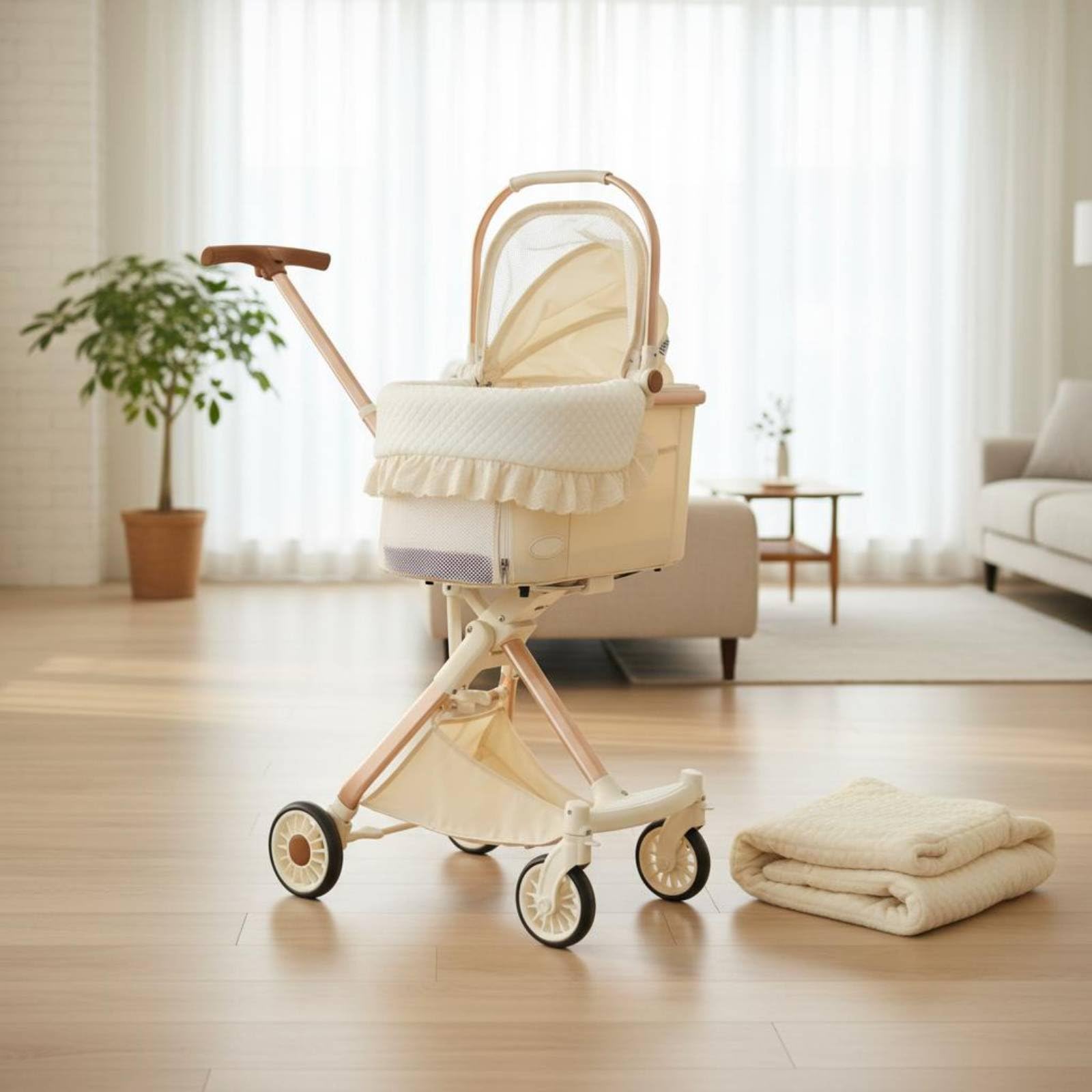 3 Stück atmungsaktive Sitzauflage schmutzabweisend Doppelseiten-Kinderwageneinlage waschbar Kinderwagen-Einlage für Spaziergang, Draußen, Geblümt, Gerüscht, Gesteppt