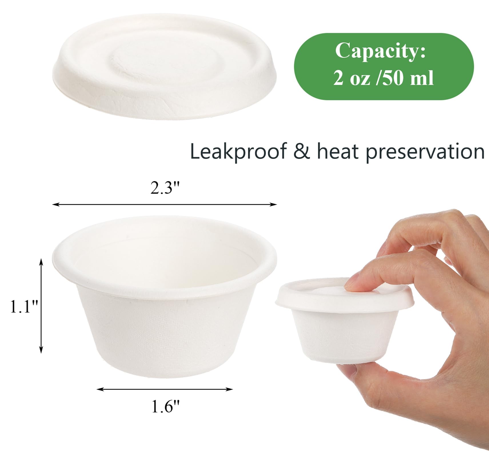 Snapklik.com : Yesland 400 Pcs 2 Oz Natural Bagasse Fiber Cups