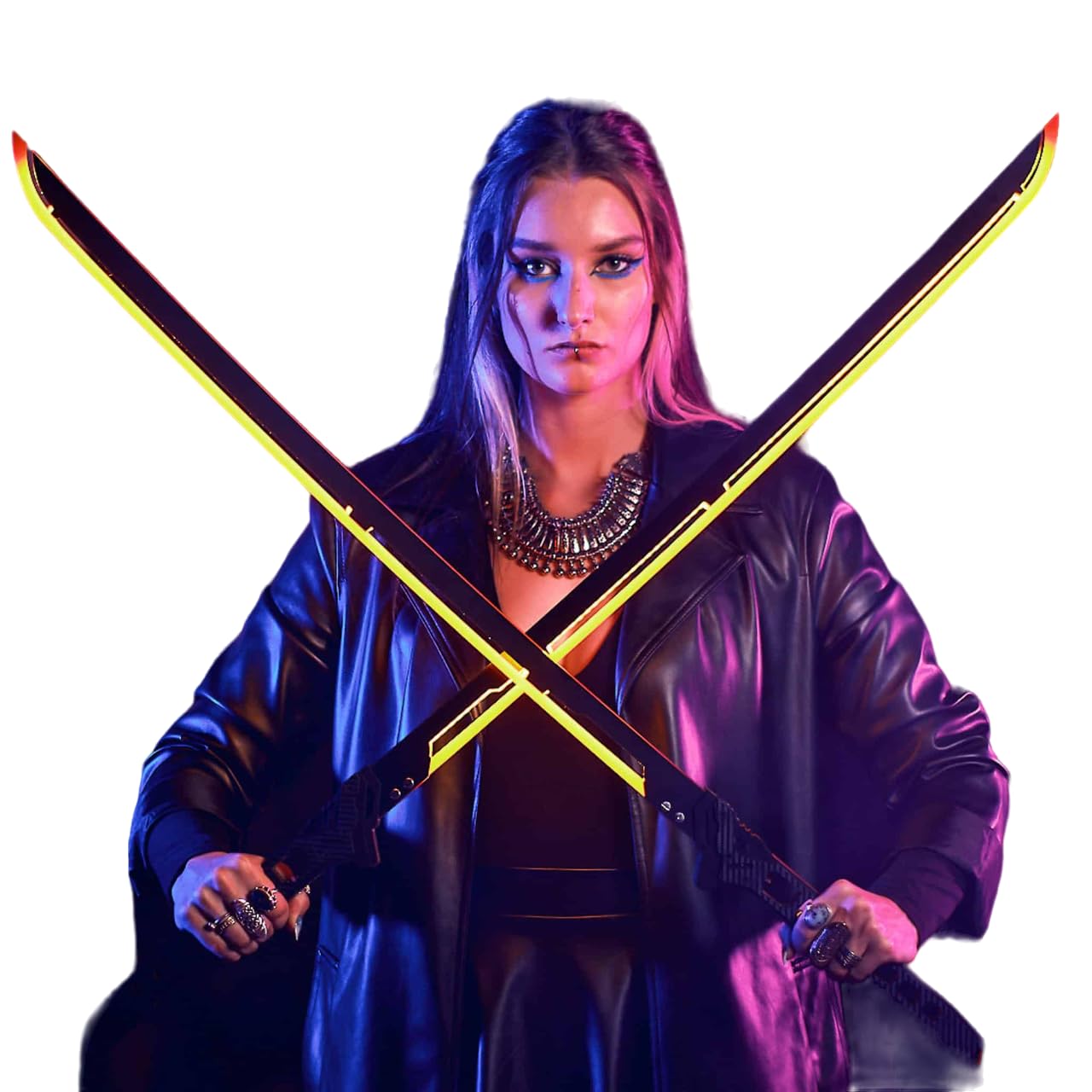 Phantom LED Cyberpunk Katana Sword Prop Replica Cosplay Gift Sword Lights (No Harness Strap, Orange)