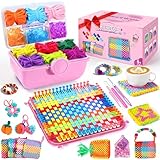 478 Pcs Weaving Loom Kit with Portable Case, Perfect for Making Handbags, Potholder Maker, Bracelet for DIY Crafters & Makers, Complete Craft Kit with Hooks, Gift for Christmas, Birthday,Pink
