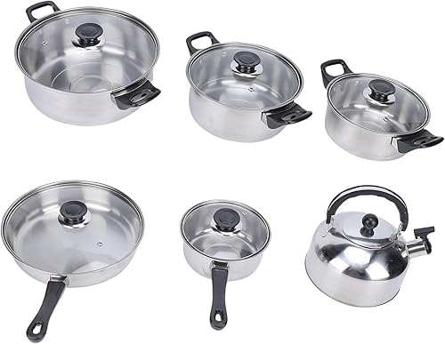 Miniatura 3 de Tnfeeon Home Kitchen Cookware Sets with Glass Lid Sturdy Noodles Pot Kitchen Cooking Pots and Pans for Indoor Boiling Soups Sauce, Cookware Sets