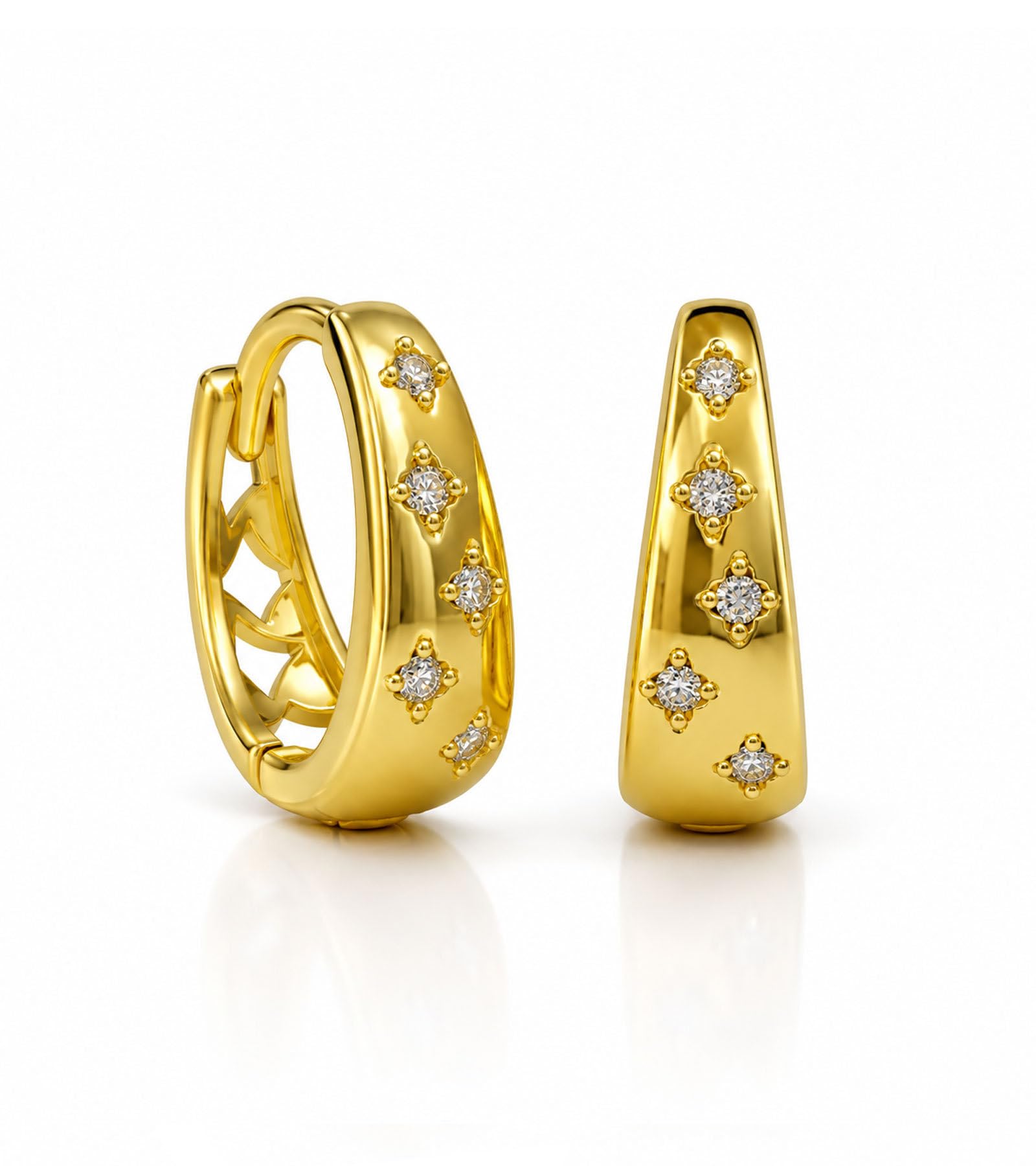 vama FASHIONS 18K Gold Plated Anti Tarnish Lightweight Crystal Stone Studded Hypoallergenic Chunky Oval Huggie Hoop Bali Earrings Piercing Ear Rings for Women-picture-49