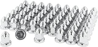 CHDT66 33 mm Chrome Lug Nut Covers with Flange - Push on Fitting - ABS Plastic Chrome Lug Nut Covers - Classic Height: 2.5" - Pack of 60 PC - Lug Nut Covers for Semi Truck, Trailer, and HD Truck