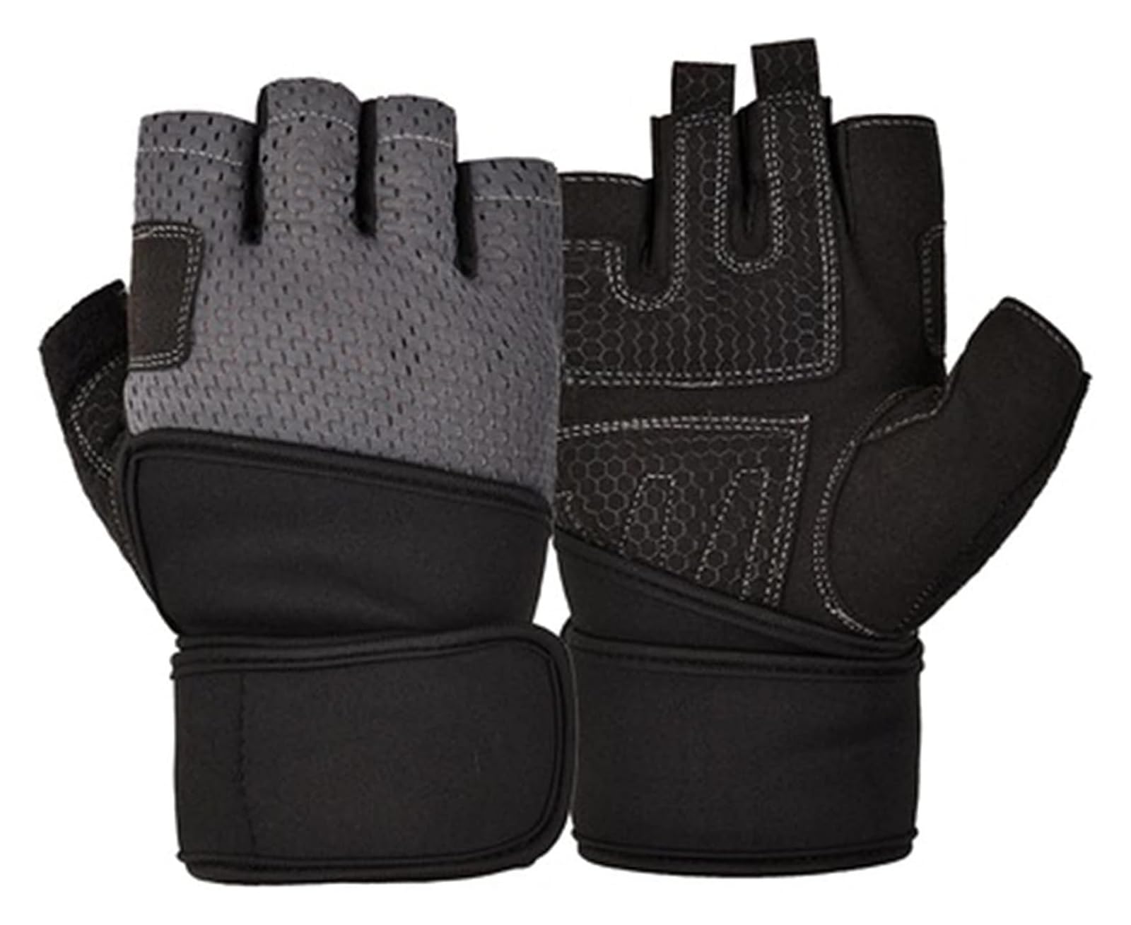 Guanti da guida senza dita, guanti sportivi, guanti mezze dita, guanti for sollevamento pesi for uomini e donne, sport e fitness con supporto for il polso, allenamento in palestra, traspirante(Grey,M)