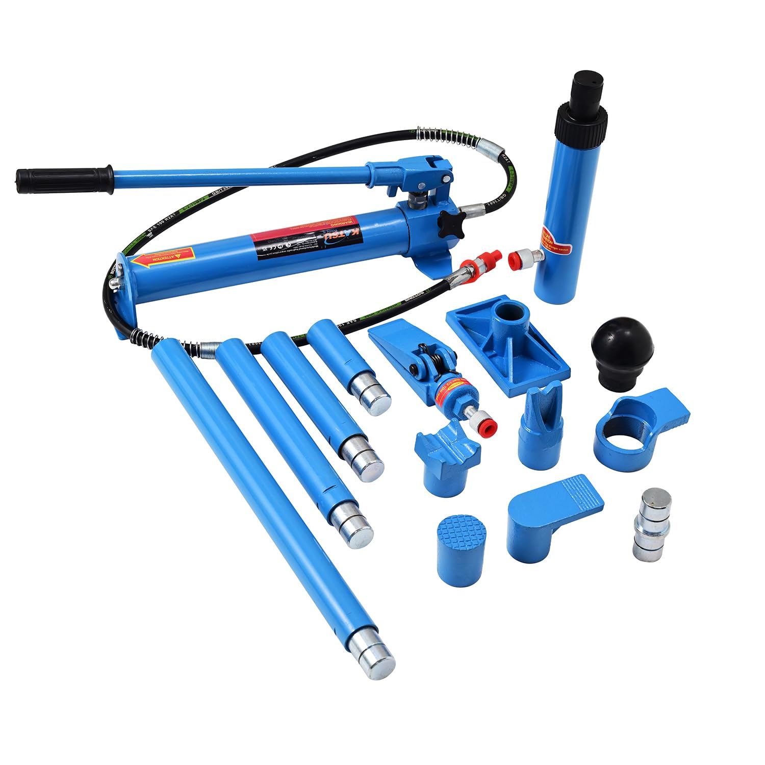 KATSU Tools Hydrauliczny zestaw do naprawy, 10 ton, narzędzie do usuwania wgnieceń i ram, do samochodu i transportera, podnośnik hydrauliczny z wężem olejowym, do warsztatu samochodowego